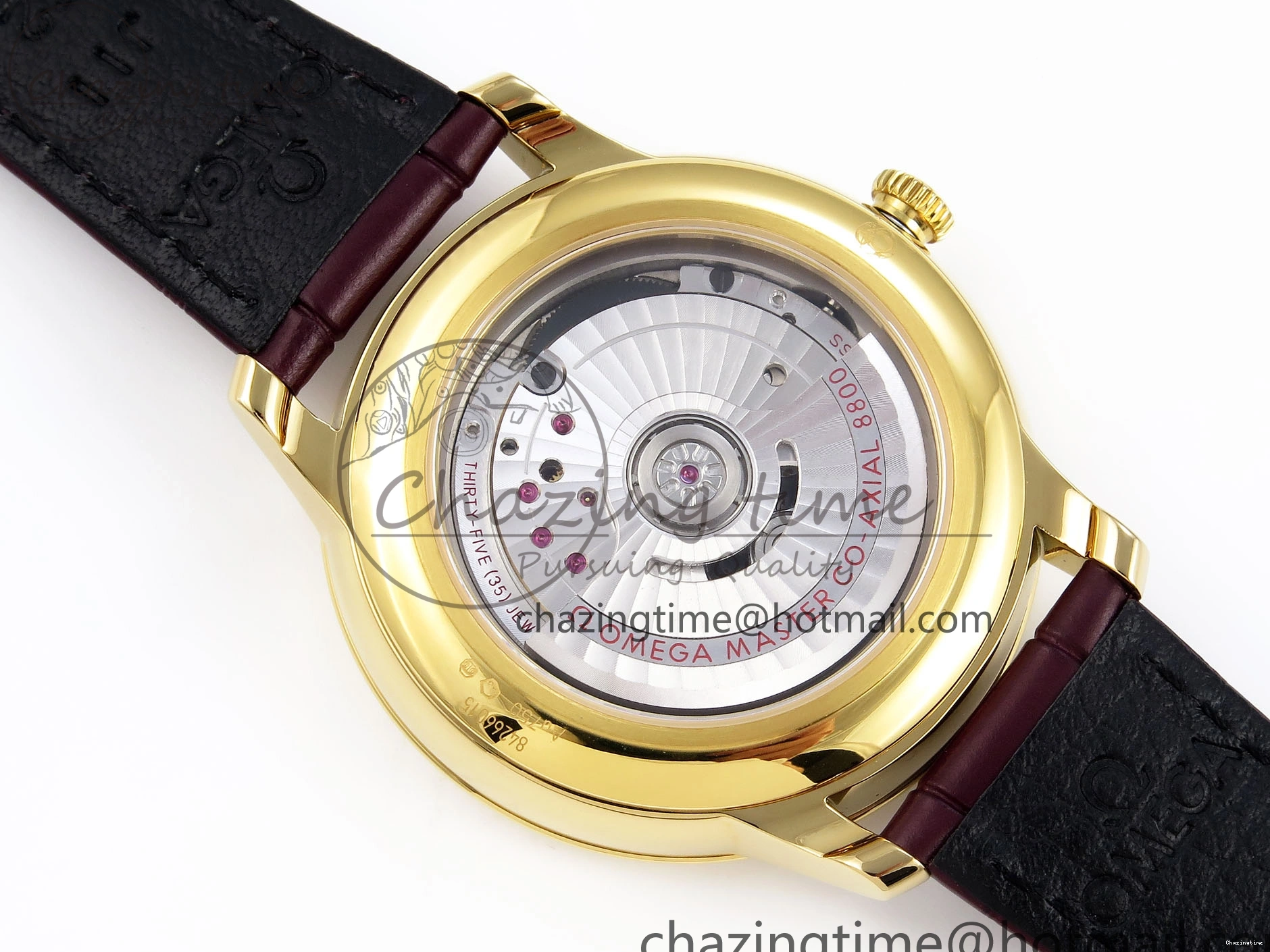 0202 De Ville Date YG MKF 1:1 Best Edition White Textured Dial Roman Marker on Brown Leather Strap A Refined 7756